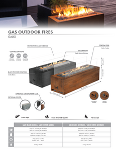 Planika Net Zero Galio Black Outdoor Gas Fireplace - Manual Series
